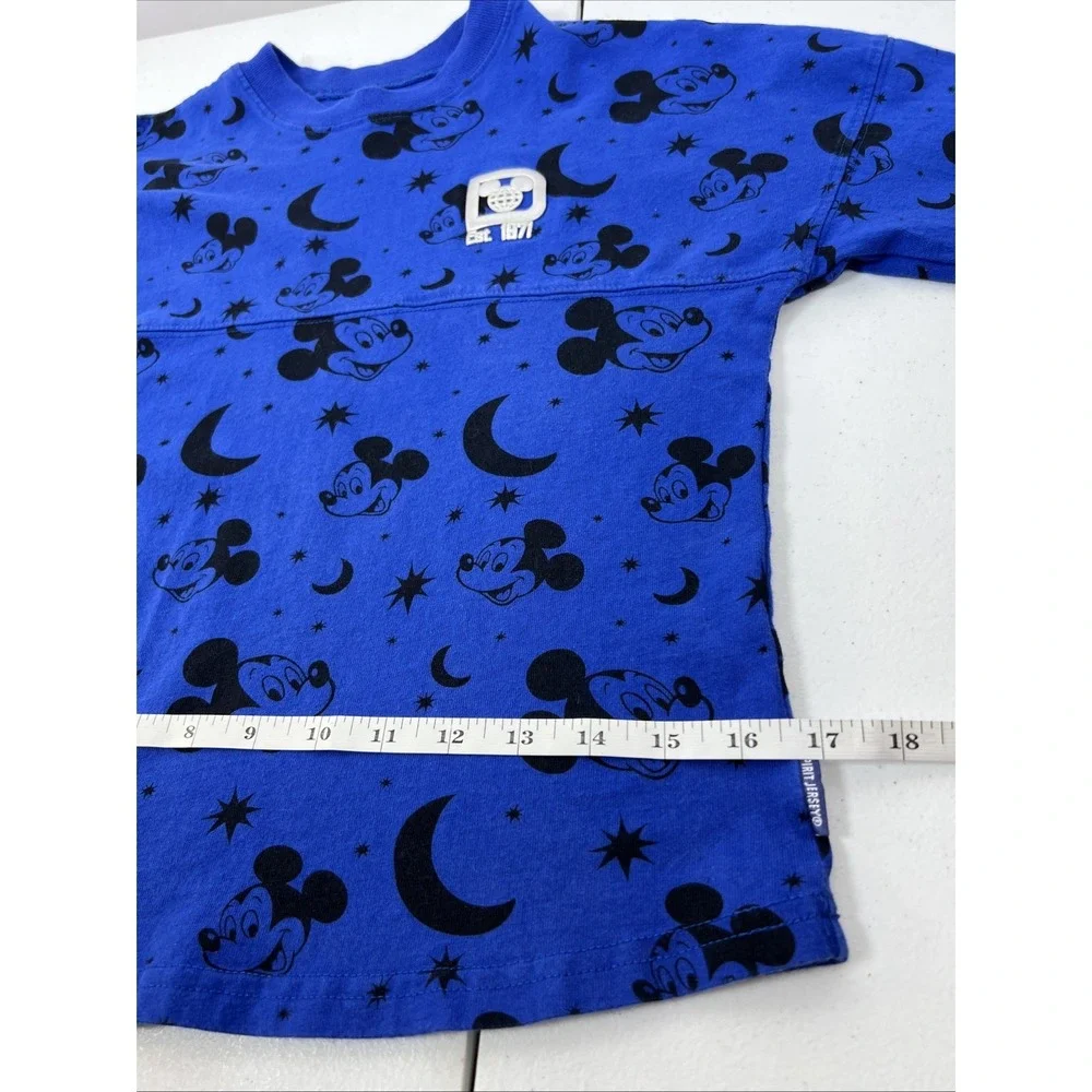 Walt Disney World Spirit Jersey Mickey Shirt Blue Moons & Stars Kids Size XL - Picture 10 of 11